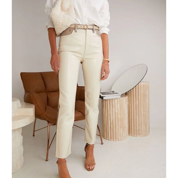 AGOLDE Paneled 90's Pinch Waist Powder Recycled Leather & Quail Recycled Leather - Picture 4 of 11